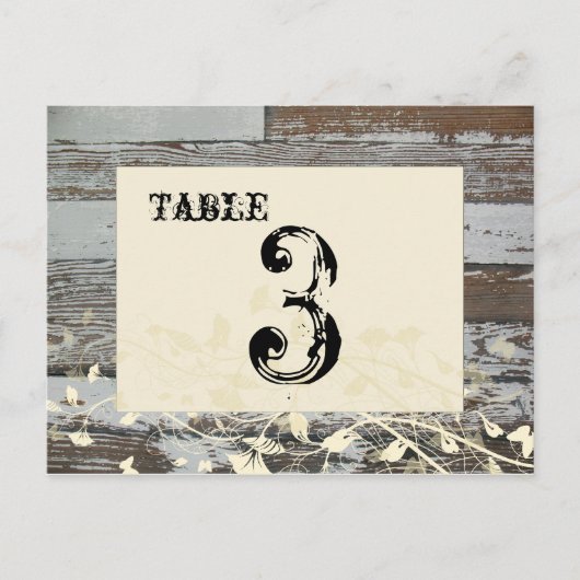 Carte de numéro de table en bois ancien (crème, pl (Devant)