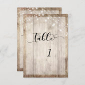 Carte de numéro de table en bois Brown clair et lu (Devant / Derrière)