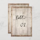Carte de numéro de table en bois Brown clair et lu (Devant / Derrière)