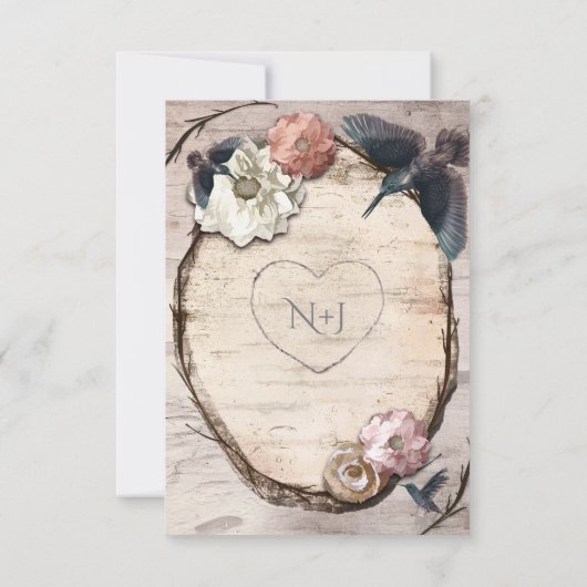 Carte de numéro de table en bouleau blanc rustique (Dos)