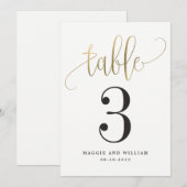 Carte de numéro de table en calligraphie charmante (Devant / Derrière)