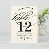 Carte de numéro de table en calligraphie noire sur (Debout devant)