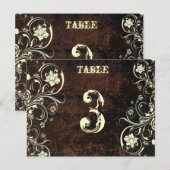 Carte de numéro de table en cuir usé (crème, plat) (Devant / Derrière)
