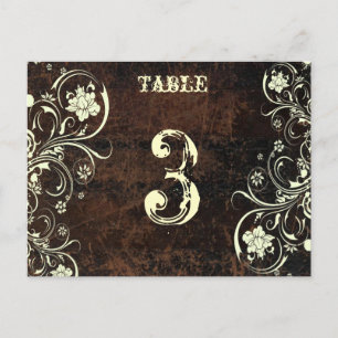 Carte de numéro de table en cuir usé (crème, plat)