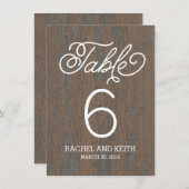 Carte de numéro de table en écorce rustique (Devant / Derrière)