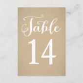 Carte de numéro de table en écriture Kraft rustiqu (Devant)