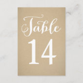 Carte de numéro de table en écriture Kraft rustiqu (Dos)