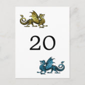 Carte de numéro de table en forme de dragon bleu o (Devant)