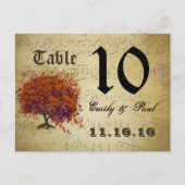 Carte de numéro de table en forme de feuille de cœ (Devant)