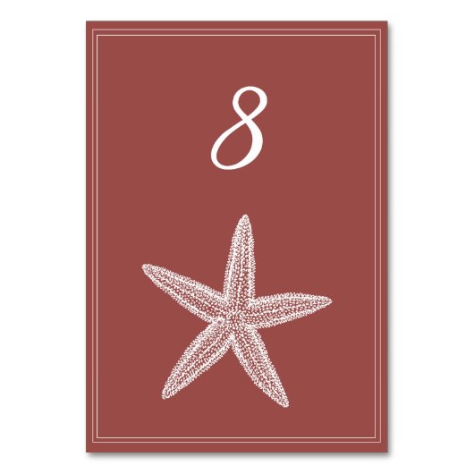 Carte de numéro de table en forme d'étoile de mer (Par défaut)