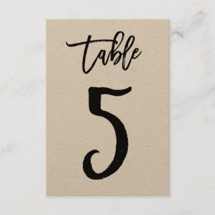 Carte de numéro de table en kraft avec lettrage ch