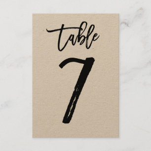 Carte de numéro de table en papier kraft à lettrag