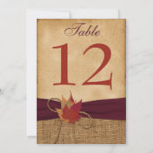 CARTE DE NUMÉRO DE TABLE EN SIMILI-TOILE DE JUTE H (Dos)