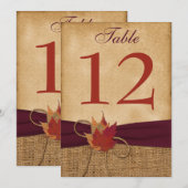 CARTE DE NUMÉRO DE TABLE EN SIMILI-TOILE DE JUTE H (Devant / Derrière)