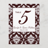 Carte de numéro de table Espresso Brown Mariage da (Devant)