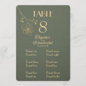 Carte de numéro de table et de nom de lieu en vert (Devant)