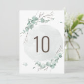 Carte de numéro de table Eucalyptus Rustique (Debout devant)