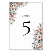 Carte de numéro de table Euphorbe rose (Dos)
