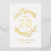 Carte de numéro de table Fancy Initiales REAL FOIL (Recto)