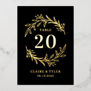 Carte de numéro de table Fancy Initiales REAL FOIL
