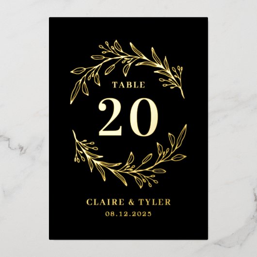 Carte de numéro de table Fancy Initiales REAL FOIL (Recto)