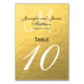 Carte de numéro de table Faux Gold Foil Mariage (Dos)