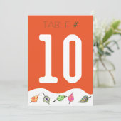 Carte de numéro de table Feuille en chute (Debout devant)