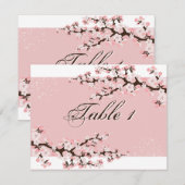 Carte de numéro de table - Fleur de cerisier rose (Devant / Derrière)