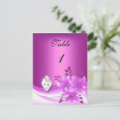 Carte de Numéro de Table Fleur Rose Diamant Bijou (Debout devant)