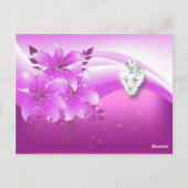 Carte de Numéro de Table Fleur Rose Diamant Bijou (Dos)