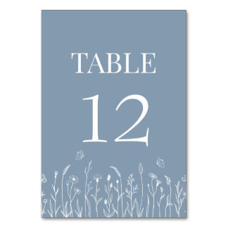 Carte de numéro de table fleur sauvage et papillon