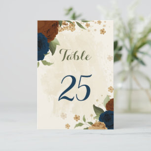 carte de numéro de table fleurie de terre cuite