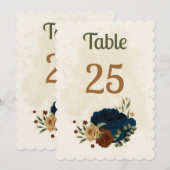 carte de numéro de table fleurie de terre cuite (Devant / Derrière)