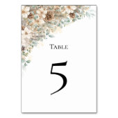 Carte de numéro de table fleurie verte et or (Dos)