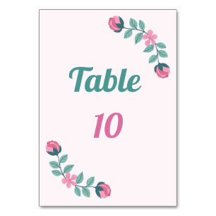 carte de numéro de table fleurs & feuilles de rêve