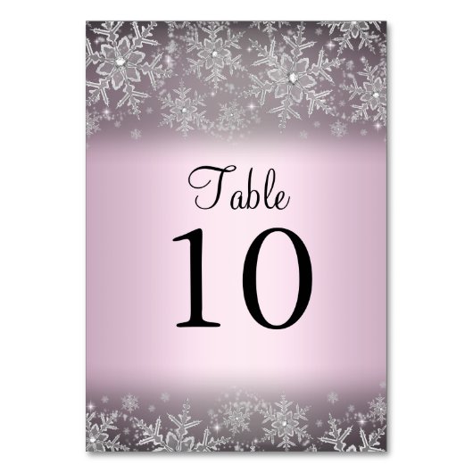 Carte de numéro de table flocon de neige rose Crys (Par défaut)
