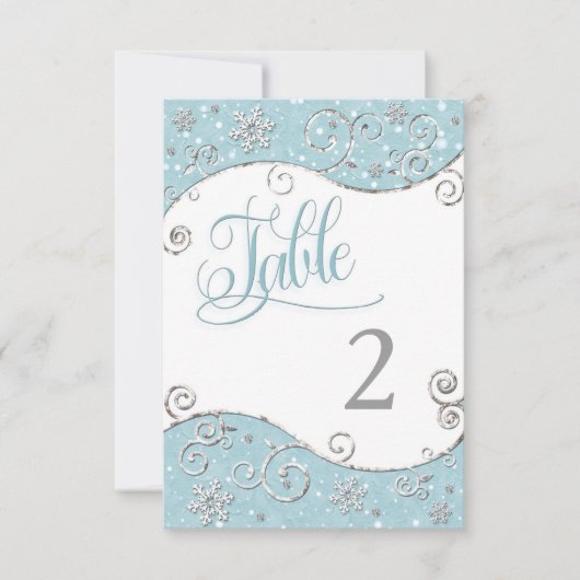 Carte de numéro de table flocons de neige merveill (Devant)