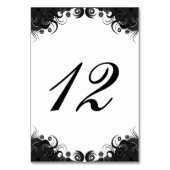 Carte de numéro de table Floral noir et blanc à la (Dos)