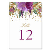 Carte de numéro de table Floral Sparkling Amethyst (Dos)
