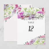 Carte de numéro de table florale à bouquet mixte (Devant / Derrière)