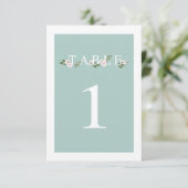 Carte de numéro de table florale à la menthe et ro (Debout devant)