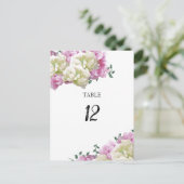 Carte de numéro de table florale aux pivoines (Debout devant)