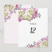 Carte de numéro de table florale aux pivoines (Devant / Derrière)