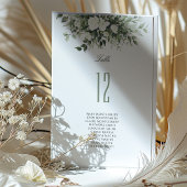 Carte de numéro de table florale avec nom d'invité