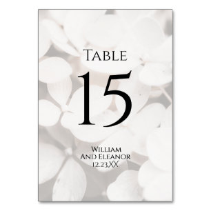 Carte de numéro de table florale blanche minimalis
