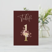 Carte de numéro de table florale d'automne de mari (Debout devant)