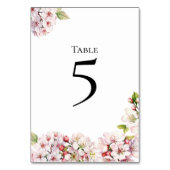 Carte de numéro de table florale de cerisier en fl (Dos)