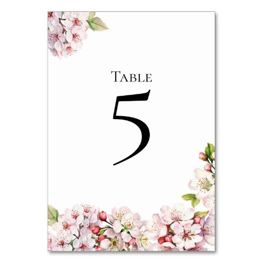 Carte de numéro de table florale de cerisier en fl (Par défaut)