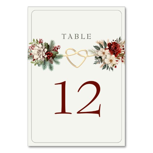 Carte de numéro de table florale de Noël (Dos)
