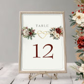 Carte de numéro de table florale de Noël